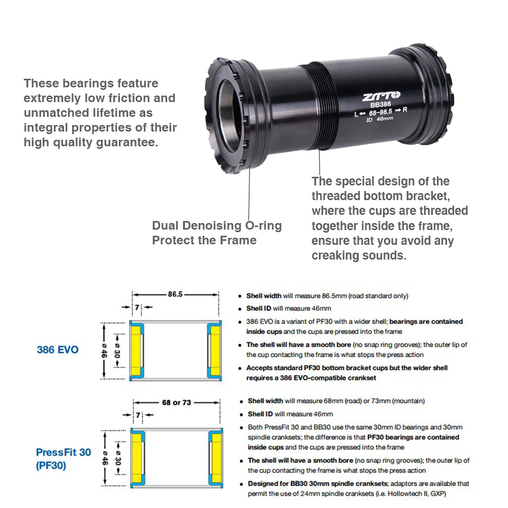 ZTTO BB386 30 support inférieu - Ceramic Bearing Bottom Bracket Bb86 avis et prix